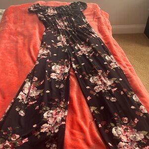 Social Academy black floral jumpsuit. Girls size 18